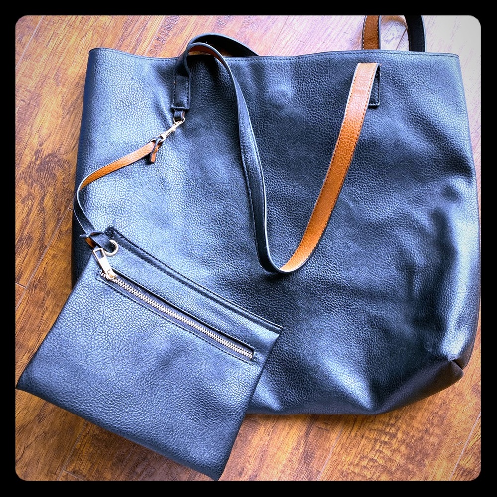 Black faux leather bag
